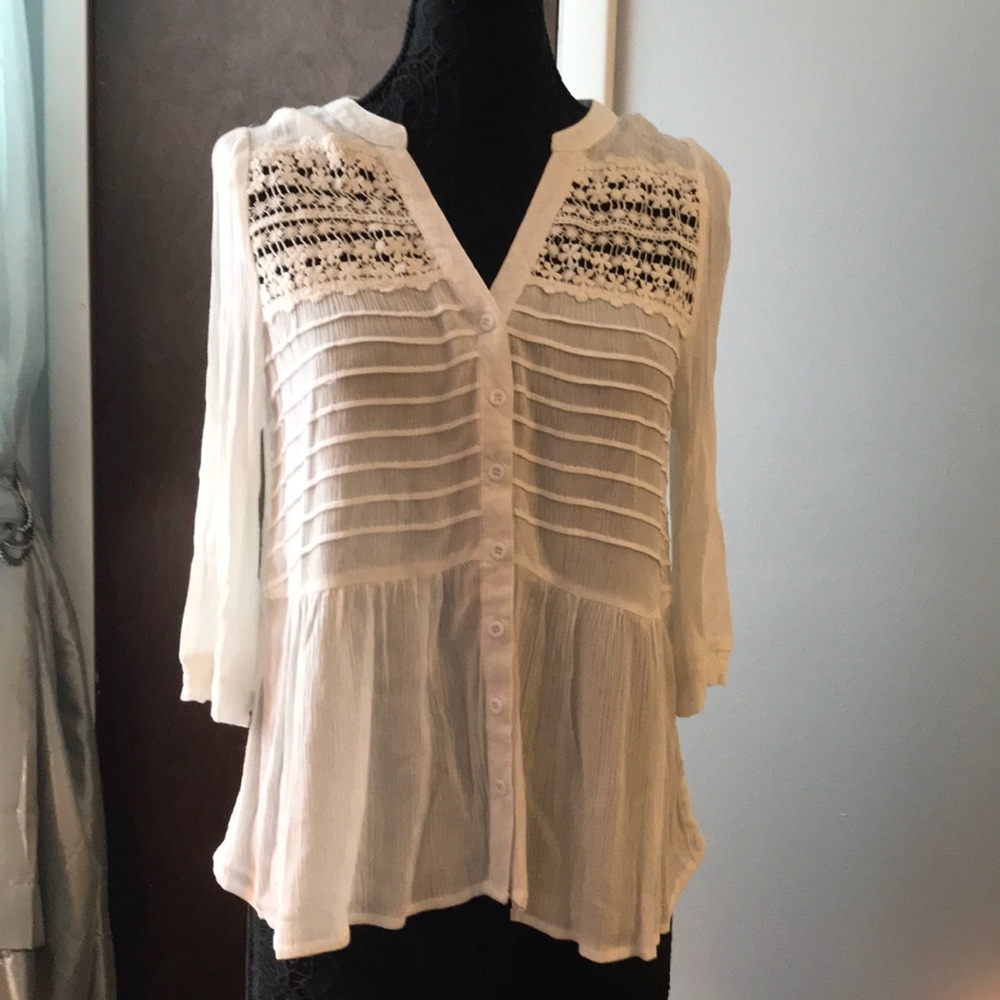 Boho gauze 3/4 sleeve blouse